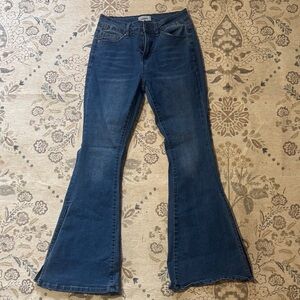 BAMBOO Dark Blue Flare Jeans - Women's Wide Leg